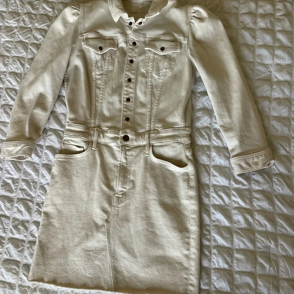 Mother The Puffy Bruiser bottom Frey denim mini dress in second chance - Picture 6 of 16